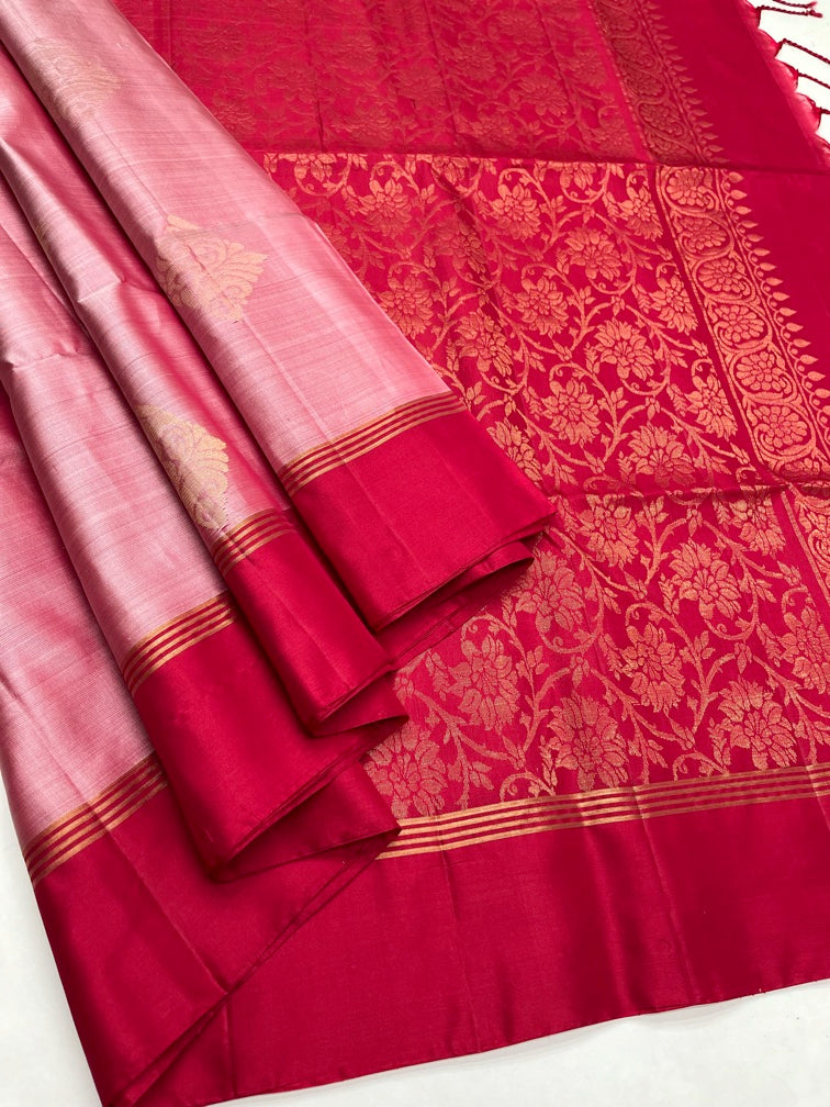 Pink & Reddish Pink - Soft Silk Saree