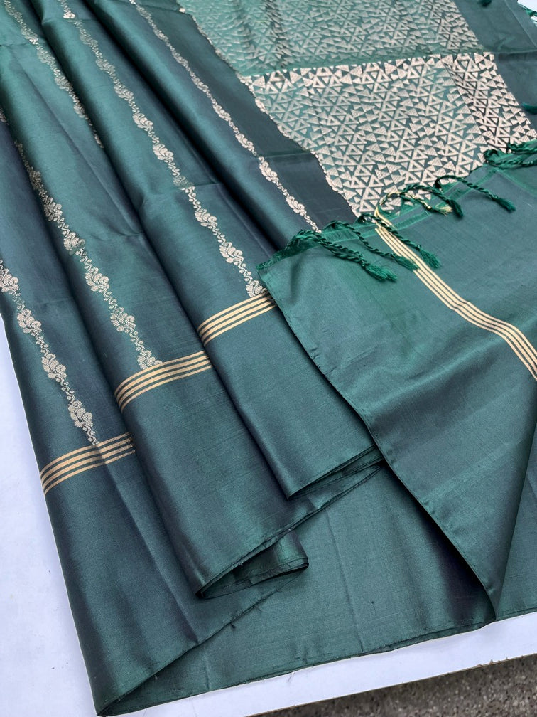 Dark Green - Soft Silk Saree