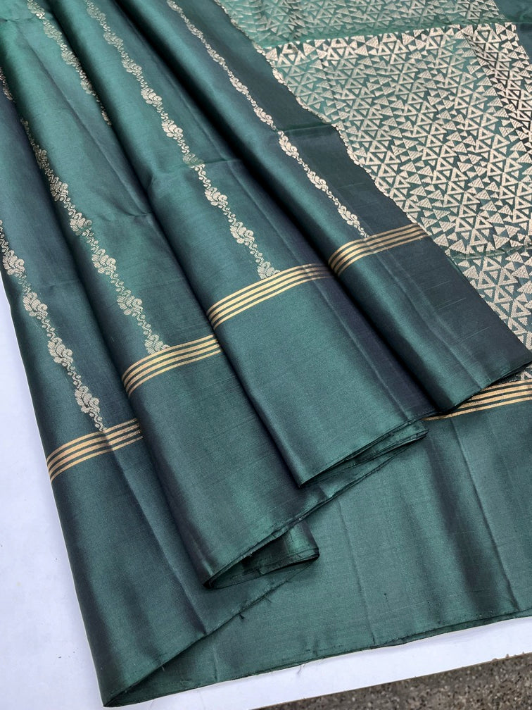 Dark Green - Soft Silk Saree