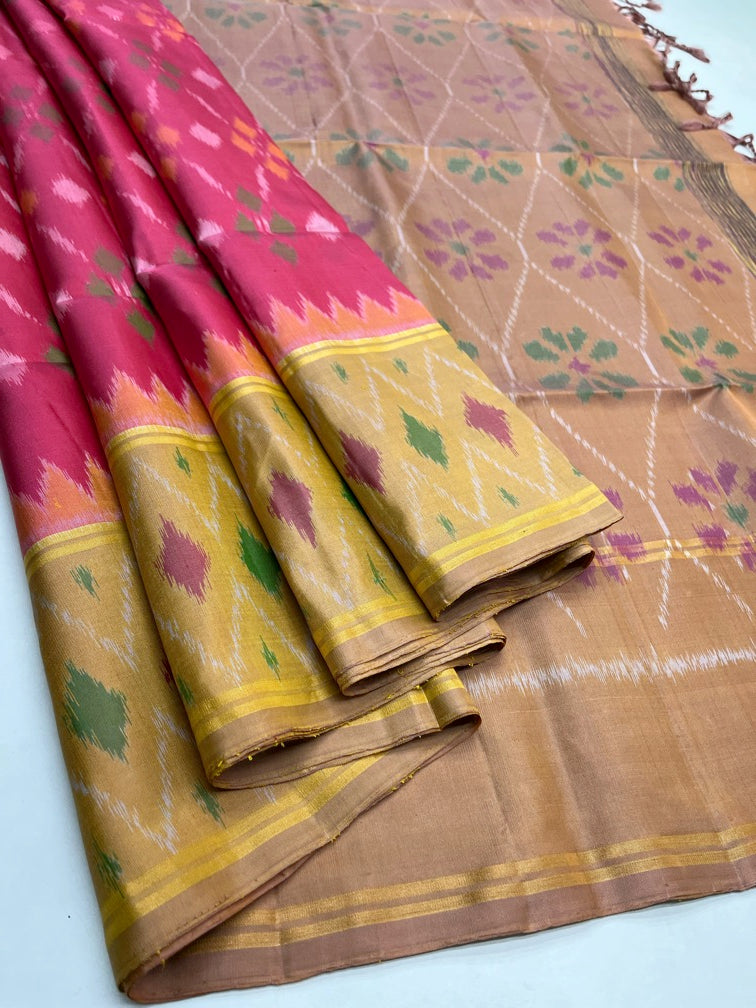 Pink & Gold - Pochampally Soft Silk Saree