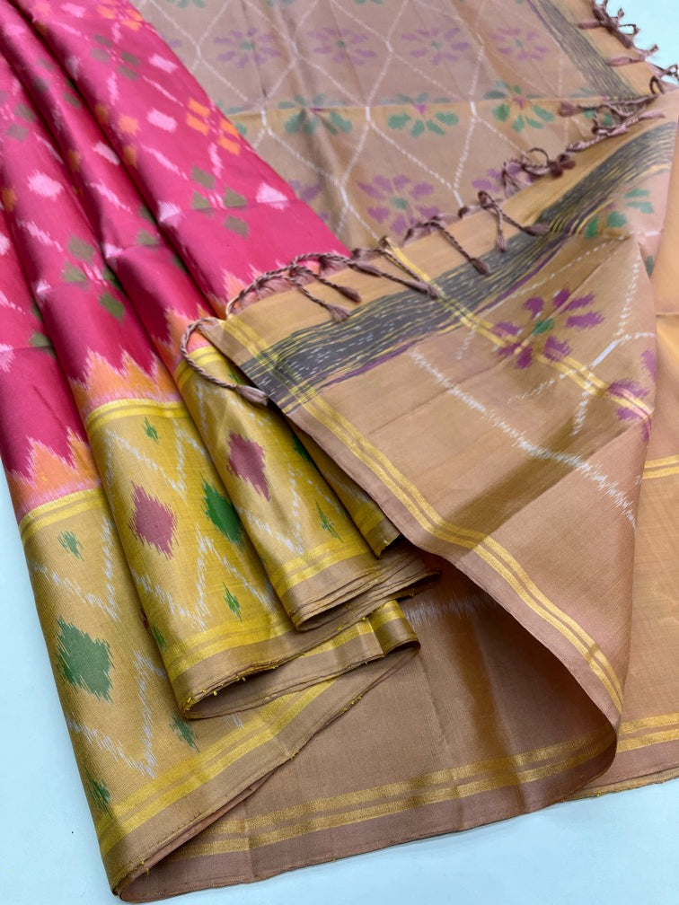 Pink & Gold - Pochampally Soft Silk Saree