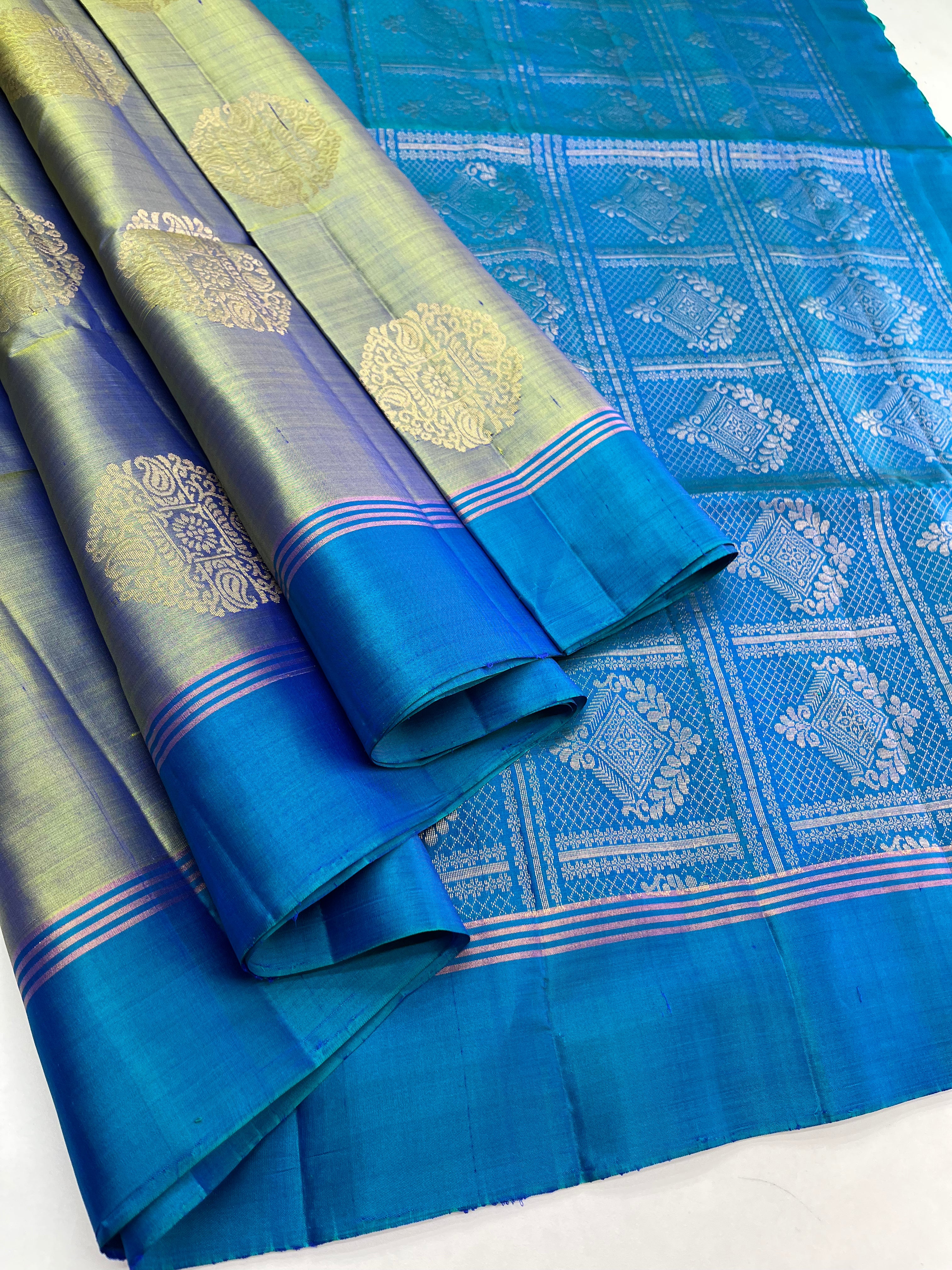 Greenish Blue Soft Silk Sari