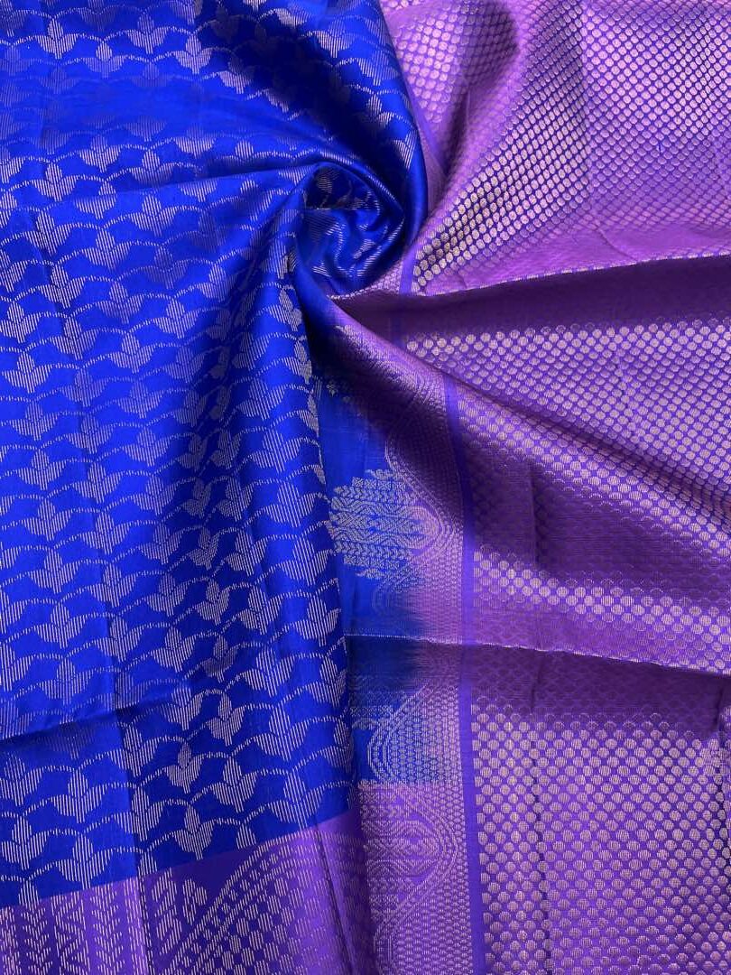 Beautiful Handloom Soft Silk Bridal saree in Blue with Lavender