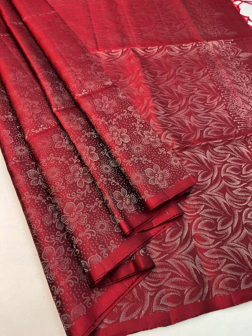 Beautiful Handloom Soft Silk Bridal saree in Maroon colour