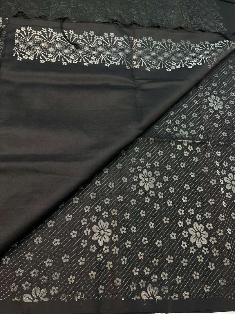 Beautiful Handloom Soft Silk Bridal saree in Black color