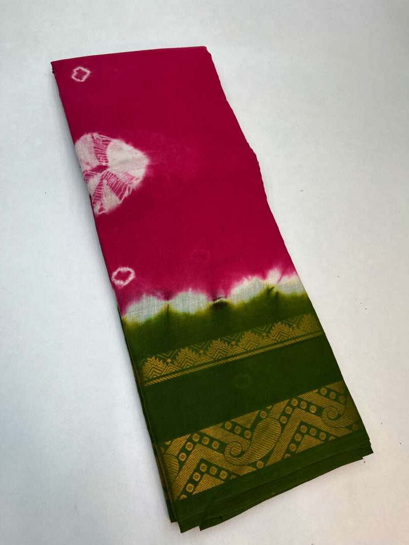 Chungudi cotton sarees with Bhandhini Design in  Baby Pink