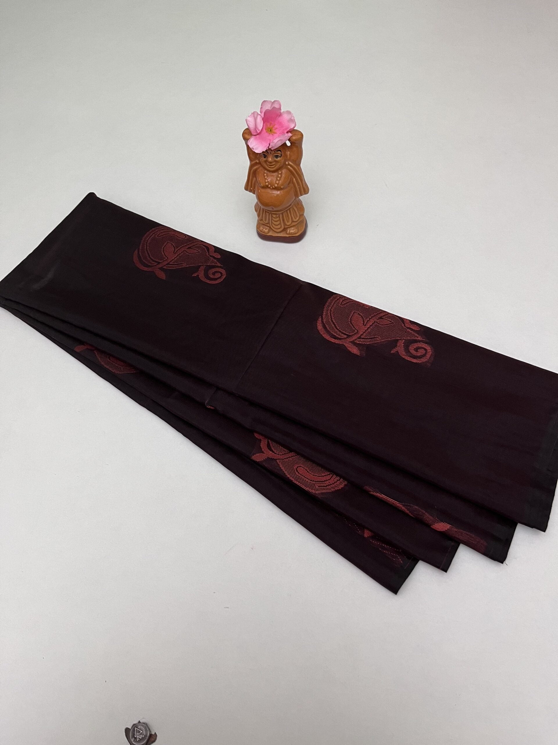 Soft Cotton Bhutta saree in Coffee Brown color