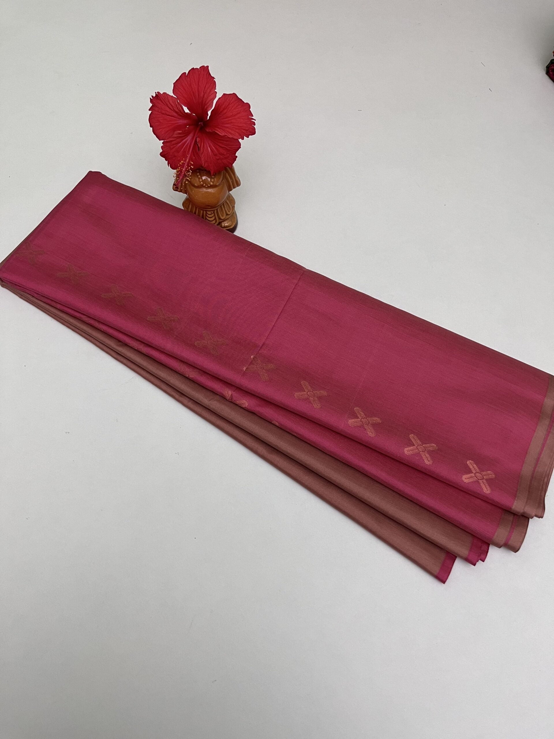 Soft Cotton Half & Half saree in Pink and Creme color