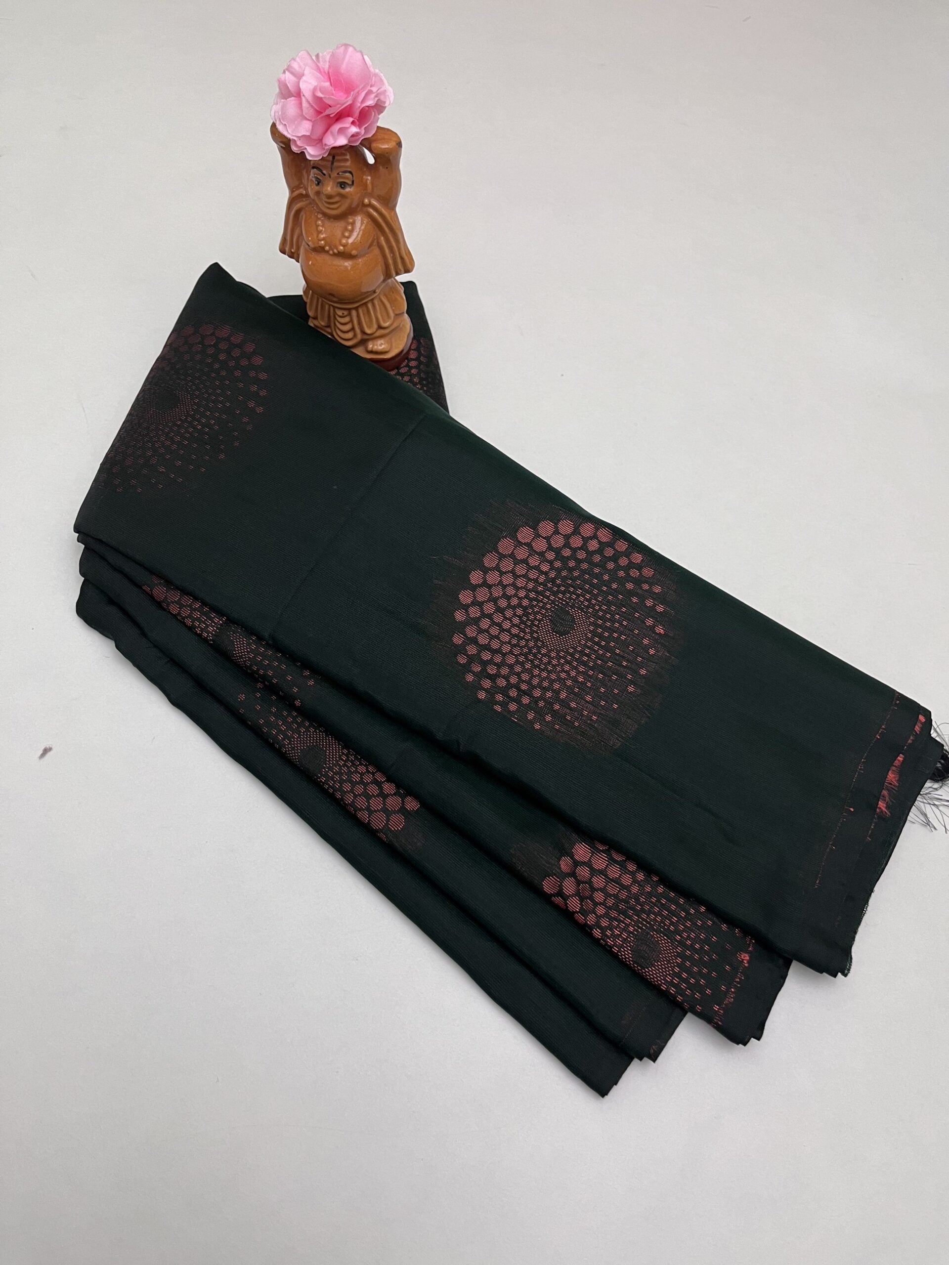 Soft Cotton Bhutta saree in  Green color