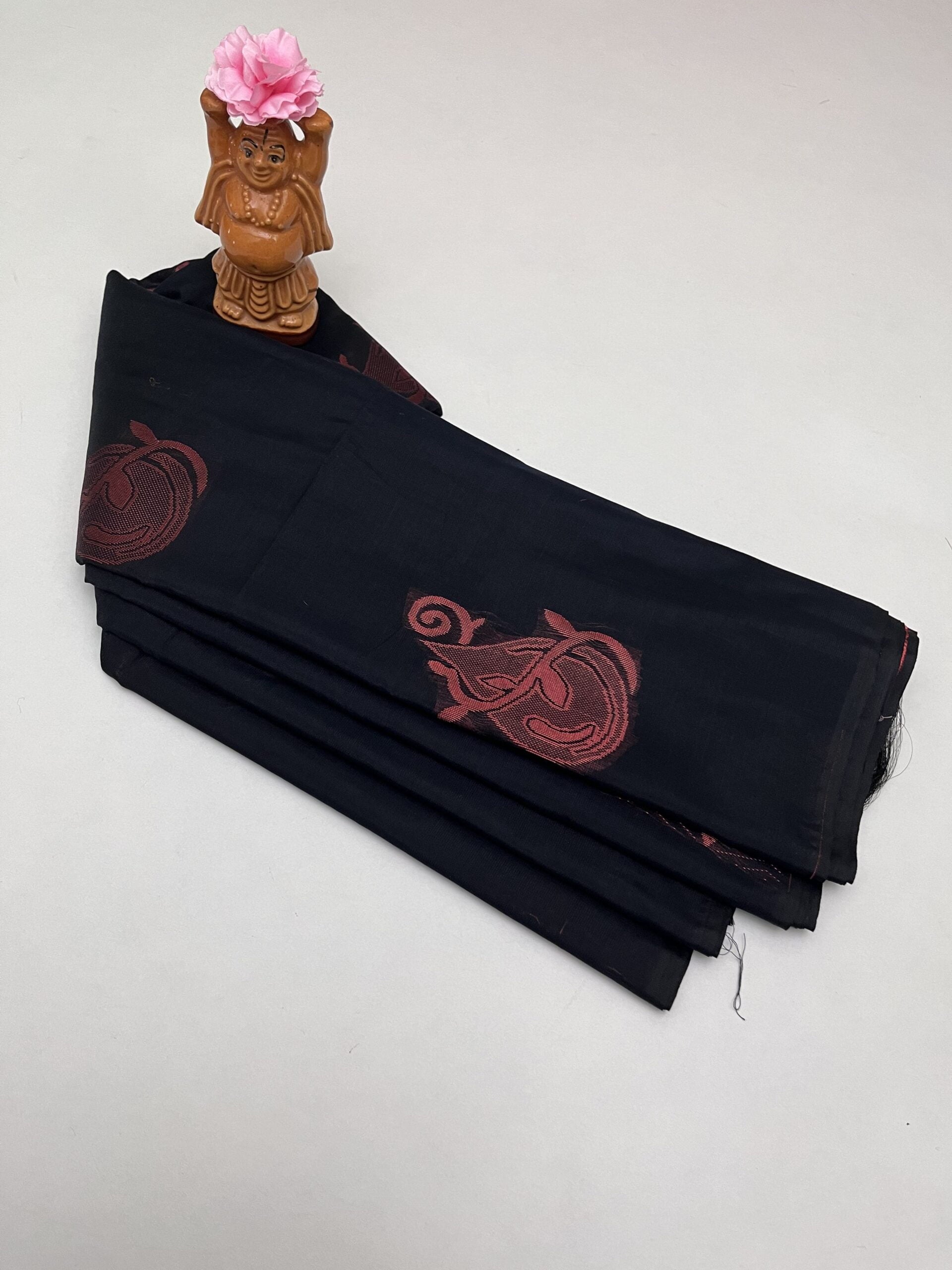 Soft Cotton Bhutta saree in  Black color