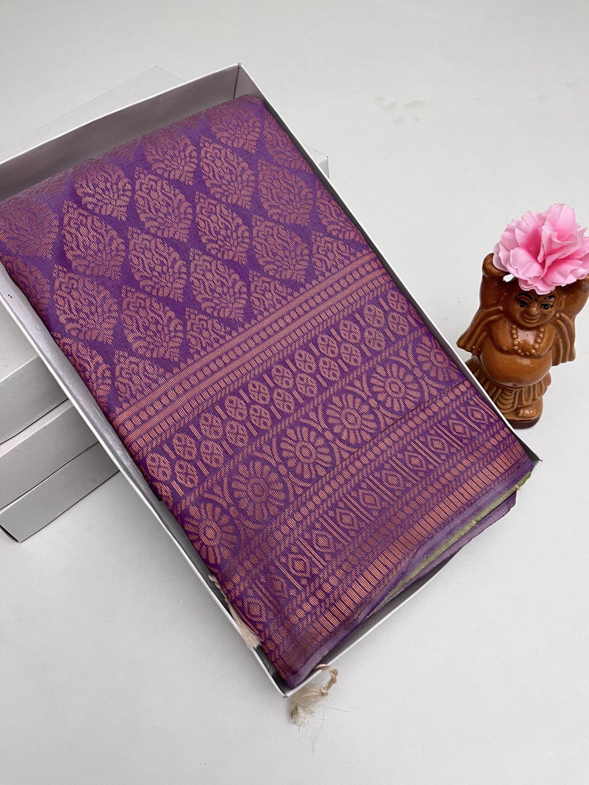 Banarasi Semi silk saree in lavender with mint Green color