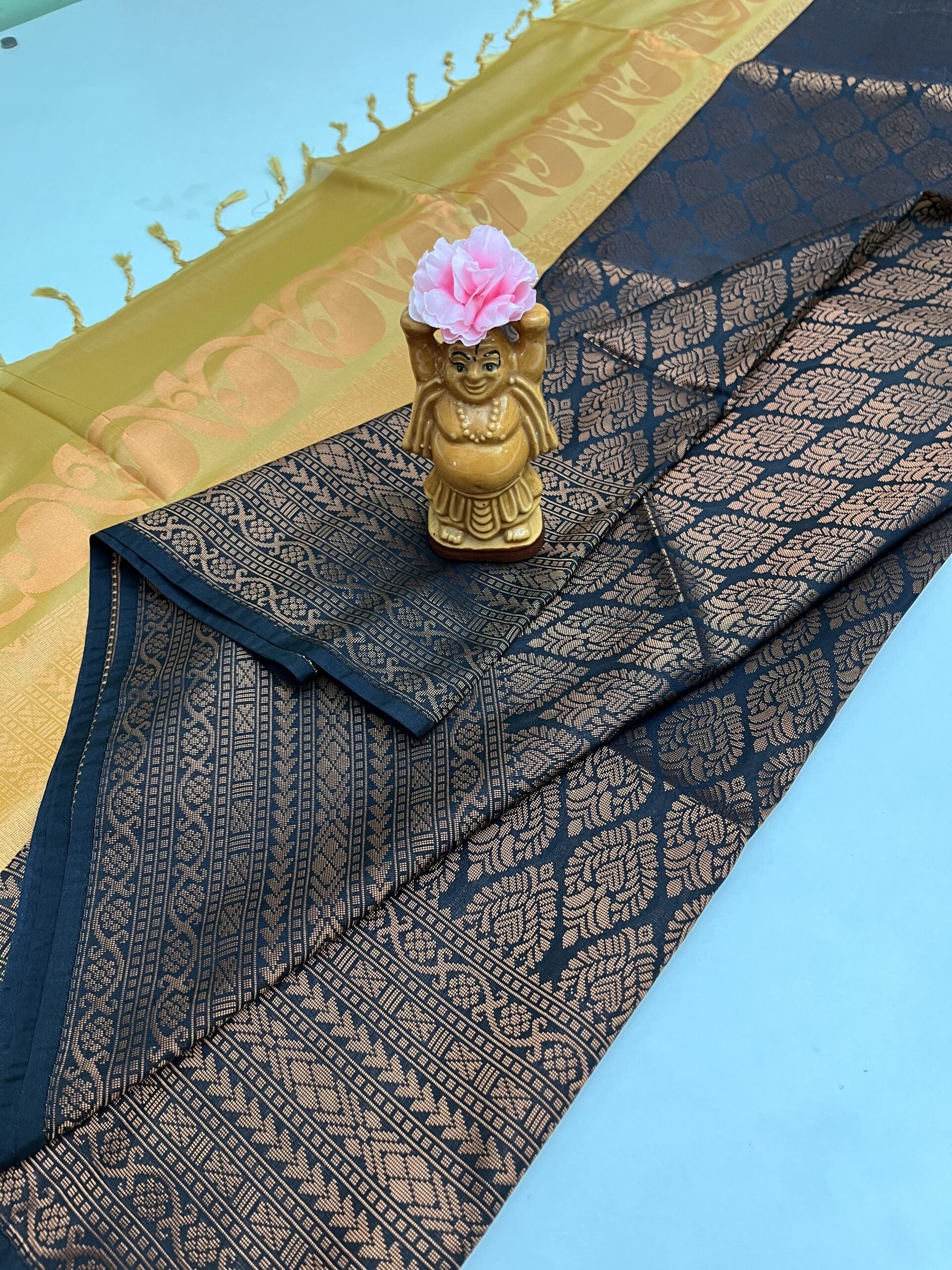 Banarasi Semi silk saree inBlack with beige color