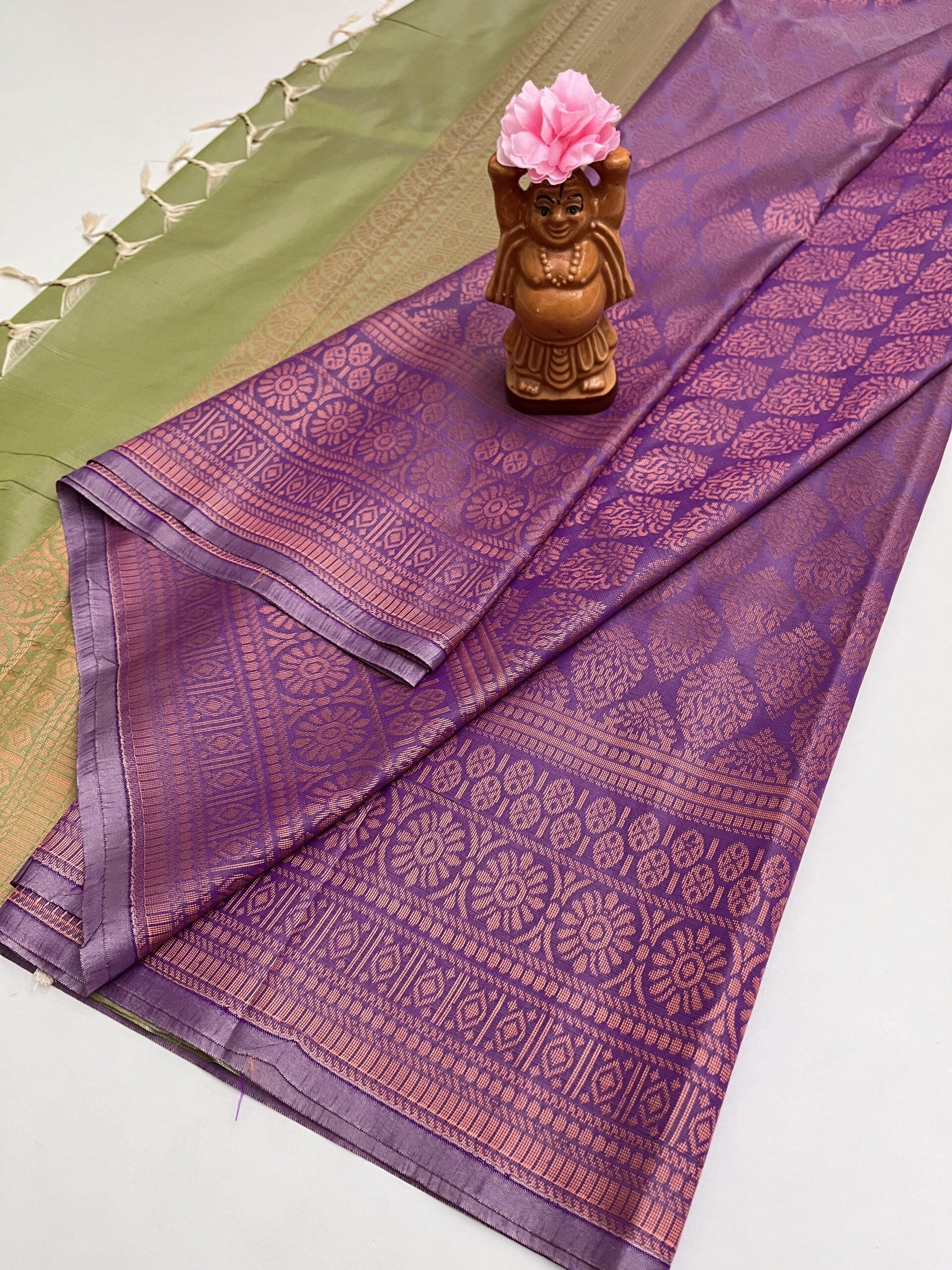 Banarasi Semi silk saree in lavender with mint Green color