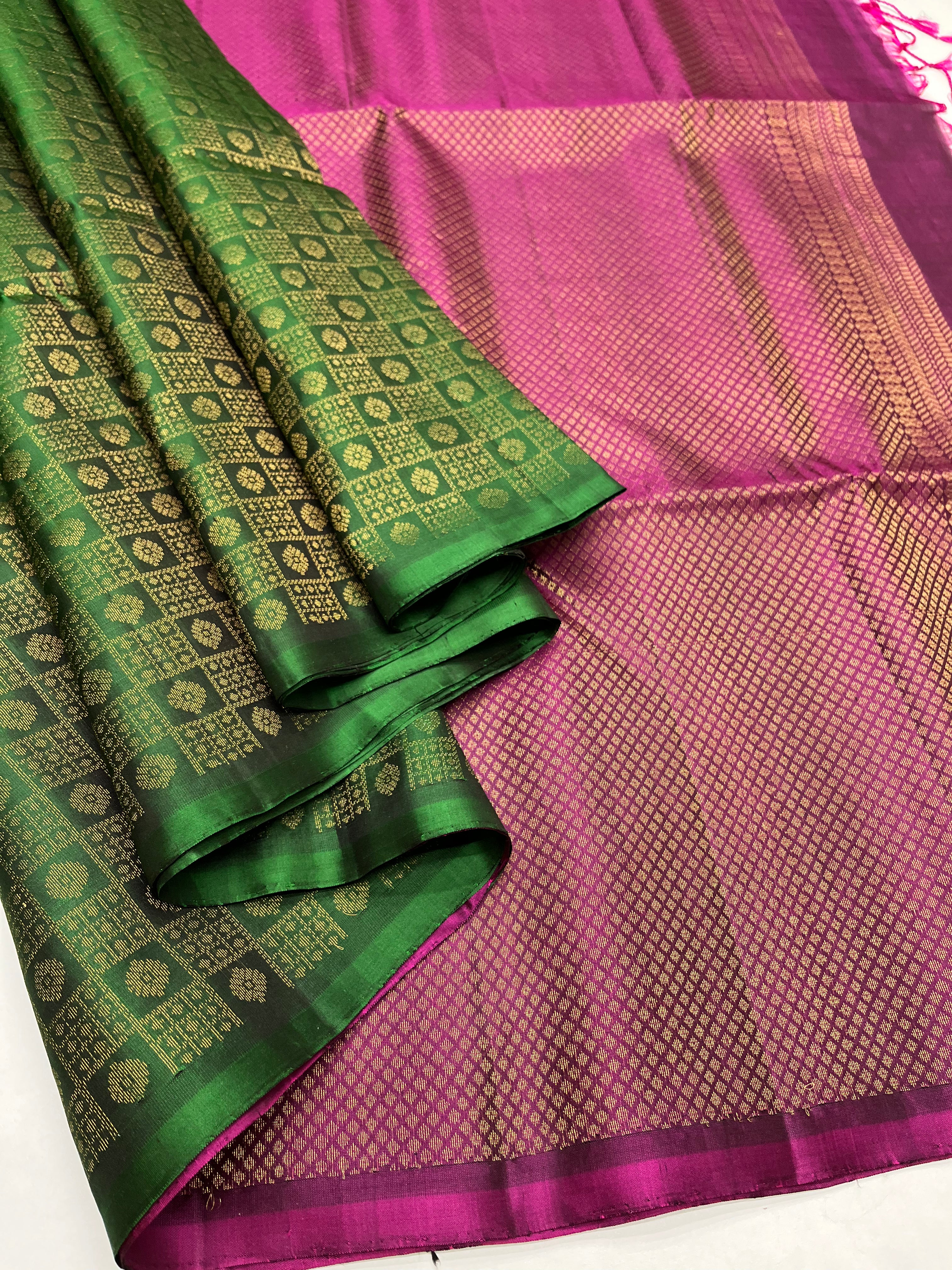 Green & Magenta - Soft Silk Saree