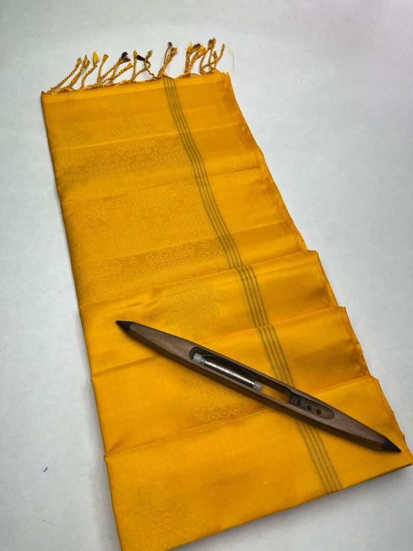 Beautiful Handloom Soft Silk Kolam saree in Yellow