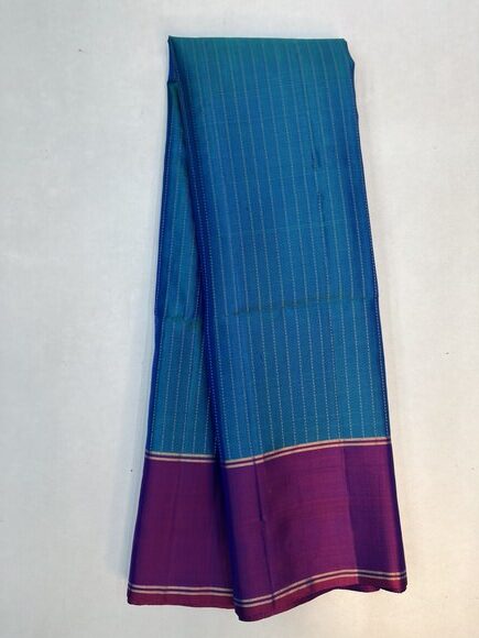 Beautiful Handloom Pure Soft Silk Fancy design saree Metallic Blue with Purple