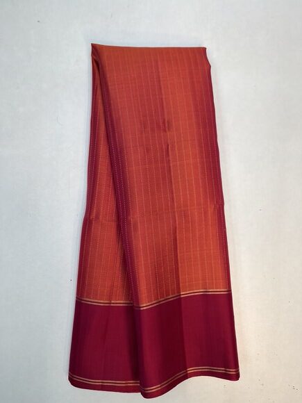 Beautiful Handloom Pure Soft Silk Fancy design saree Orangish Pink with Red