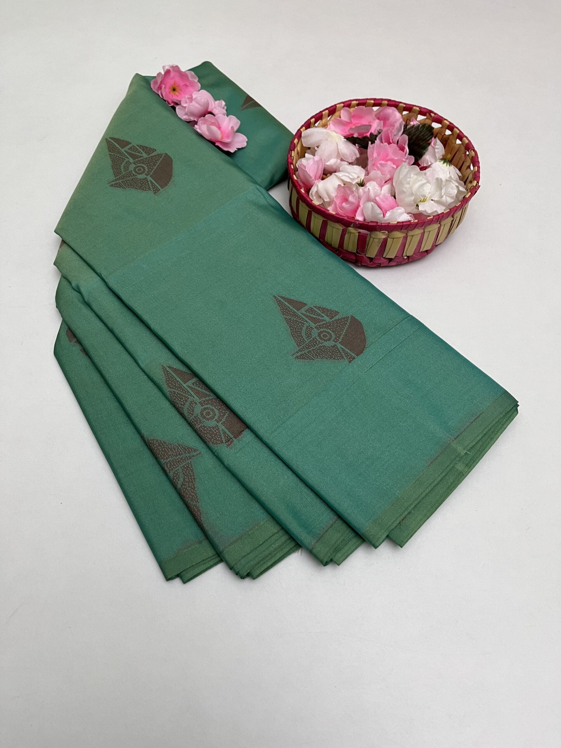 Premium semi soft silk saree in Aqua Green color