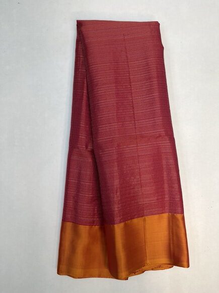 Beautiful Handloom Pure Handloom Soft Silk Vaira Oosi Red with Mango Yellow