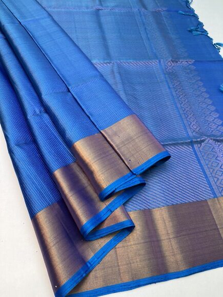 Beautiful Handloom Pure Handloom Soft Silk Vaira Oosi With Blue Color