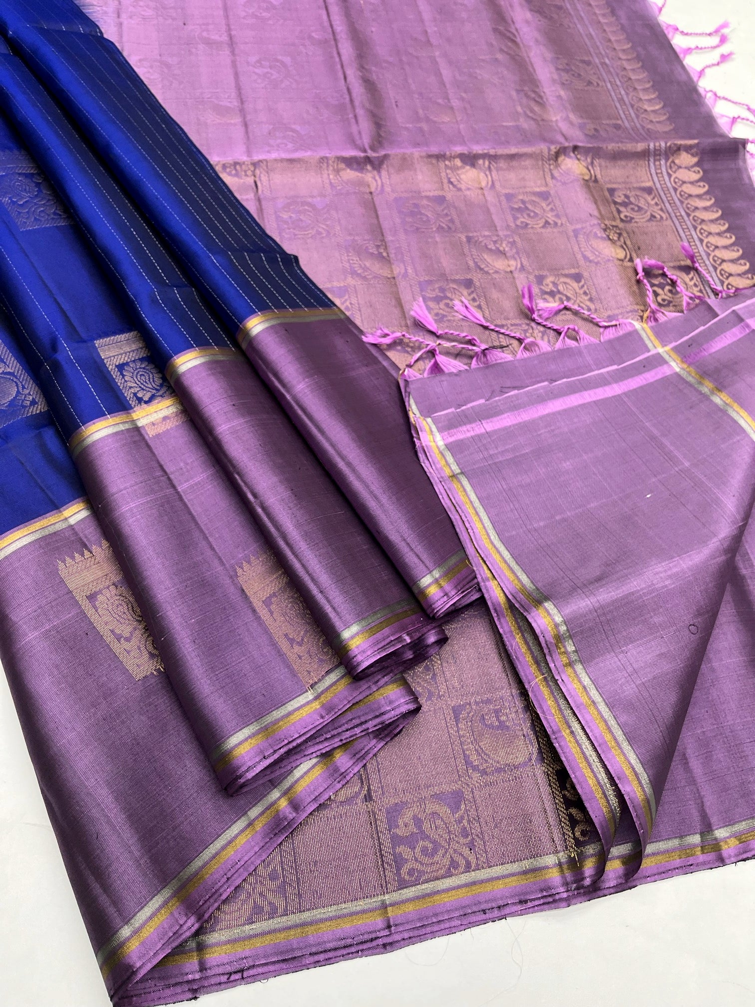 Blue & Purple - Soft Silk Saree