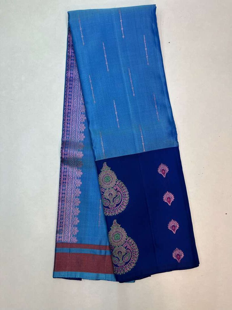 Beautiful Handloom Soft Silk Fancy saree in Light Blue