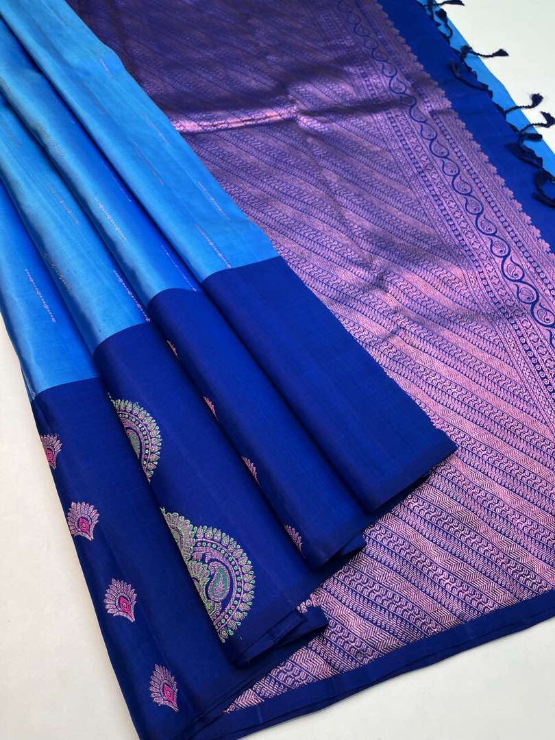 Beautiful Handloom Soft Silk Fancy saree in Light Blue