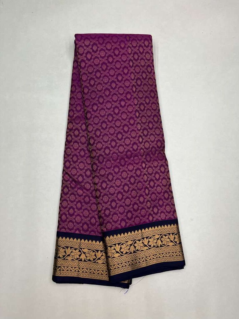 Beautifull Handloom Soft Silk Empose Design saree in Purple with Blue