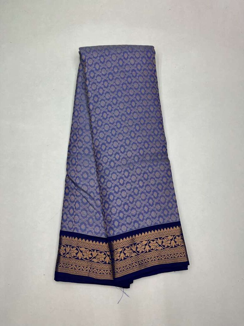 Beautifull Handloom Soft Silk Empose Design saree in Light Blue with Dark Blue