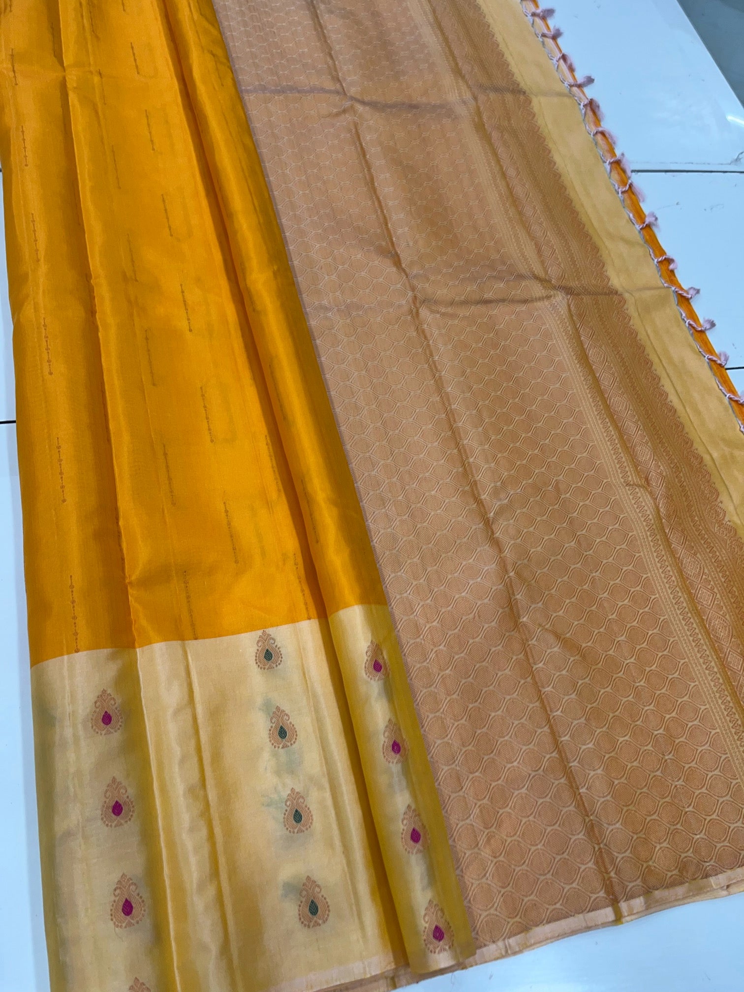 Yellow & Sandel - Soft Silk Saree