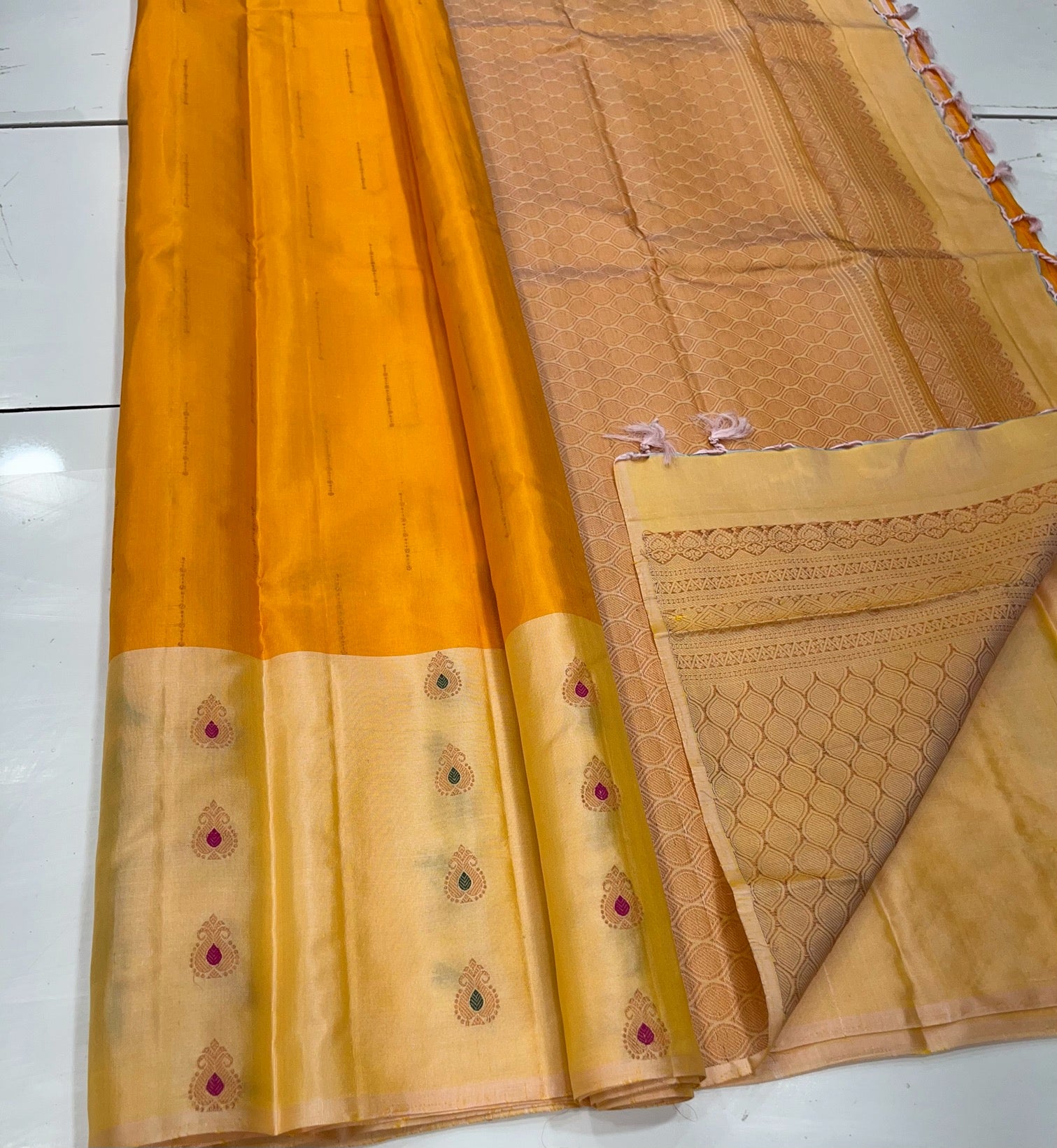 Yellow & Sandel - Soft Silk Saree