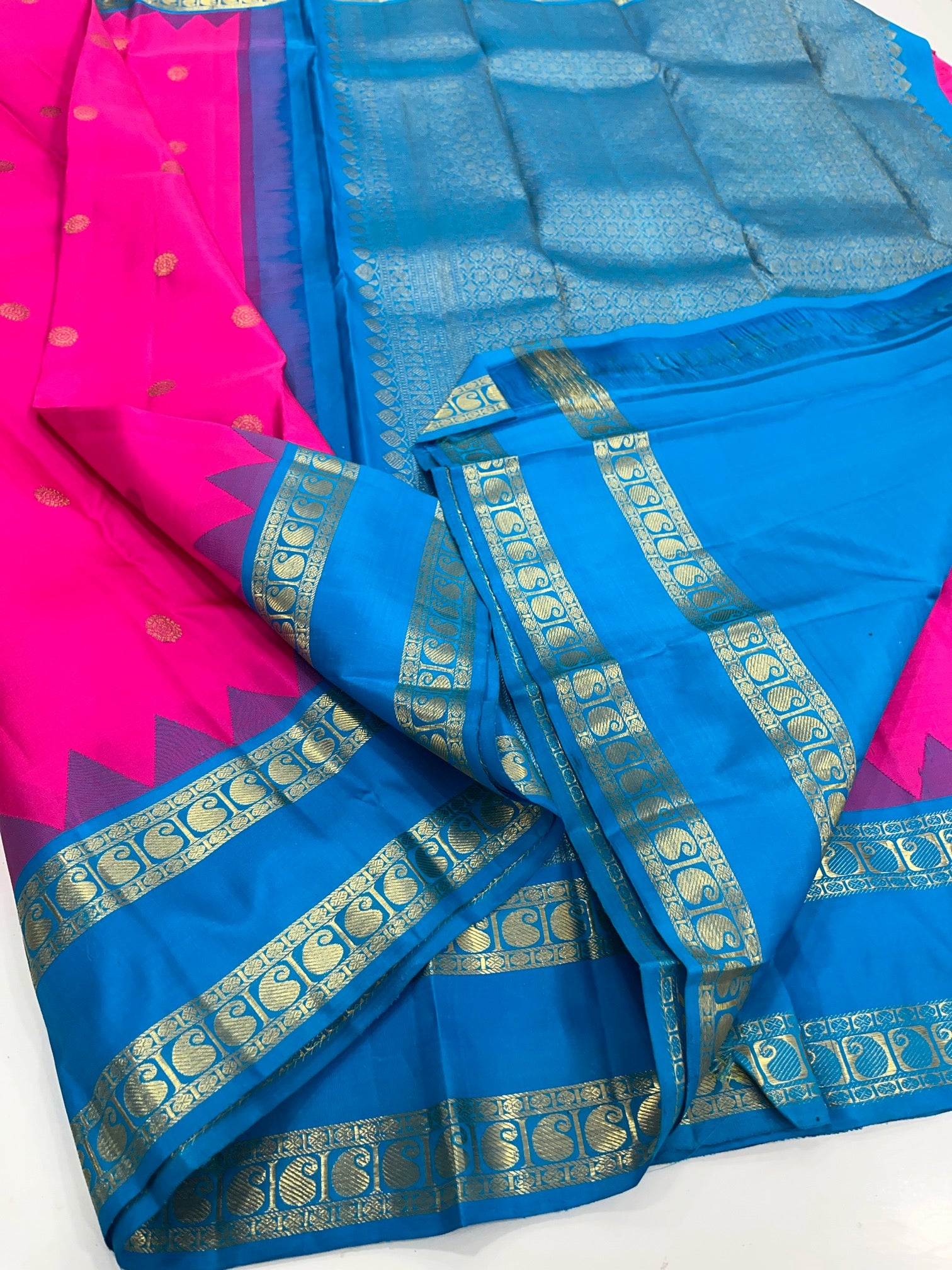 Pink & Blue - Kanjeevaram Silk Saree