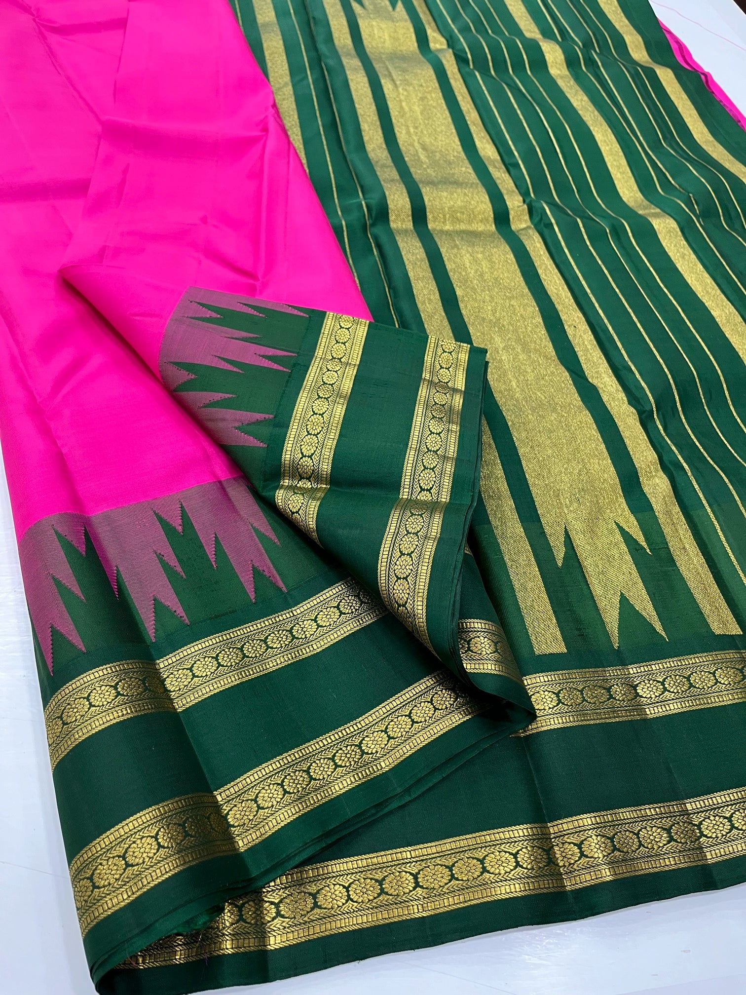 Pink & Green - Kanjeevaram Silk Saree