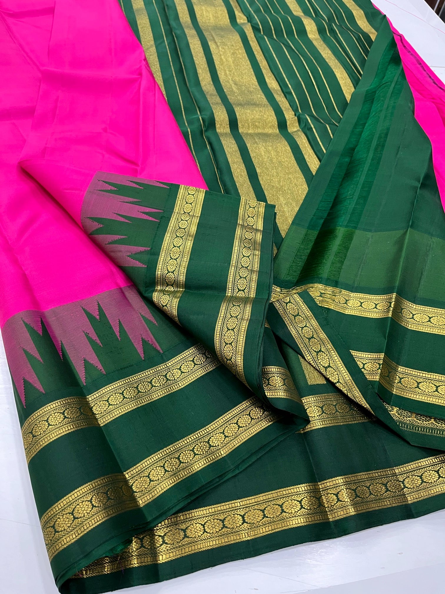 Pink & Green - Kanjeevaram Silk Saree