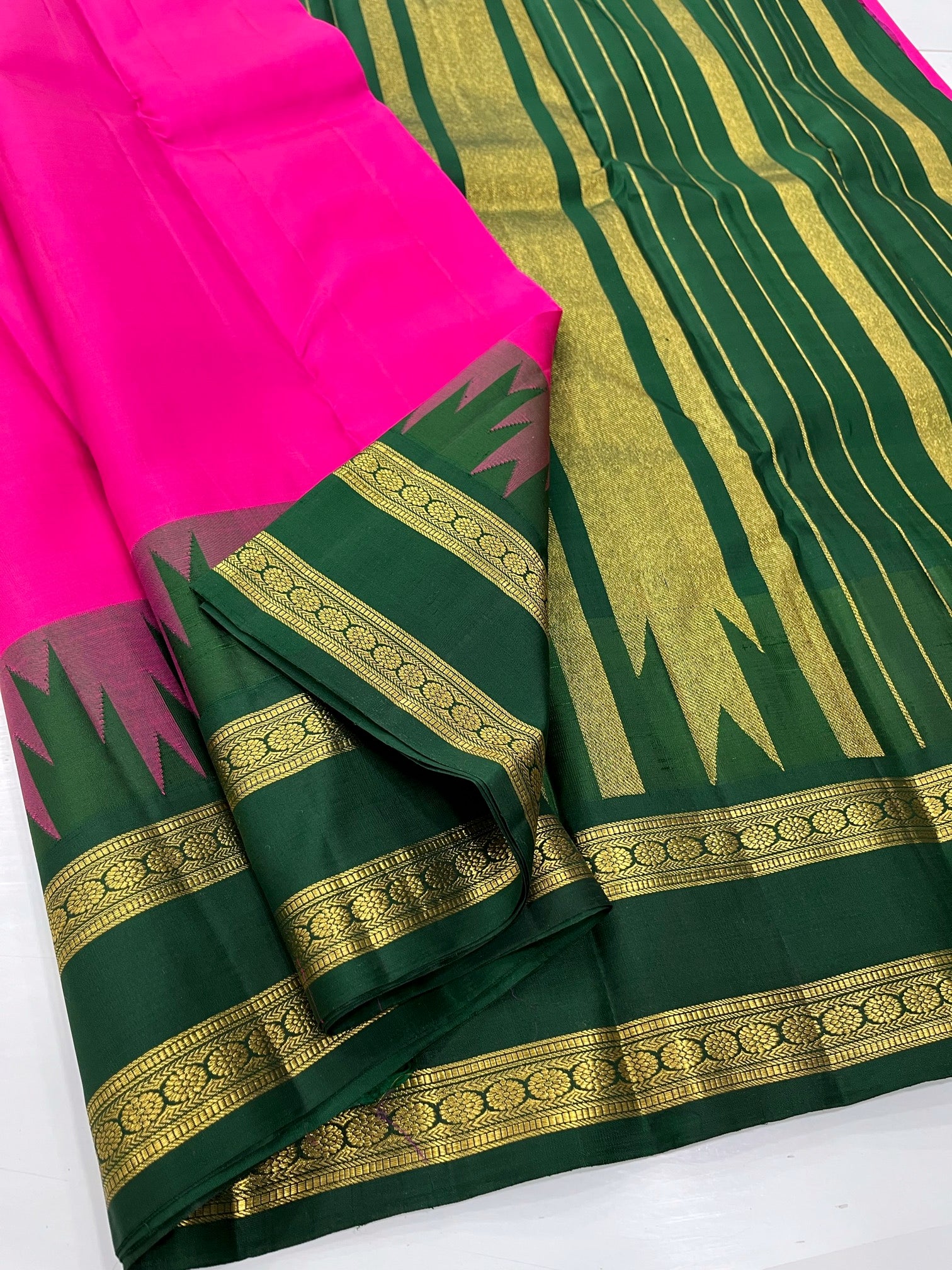 Pink & Green - Kanjeevaram Silk Saree