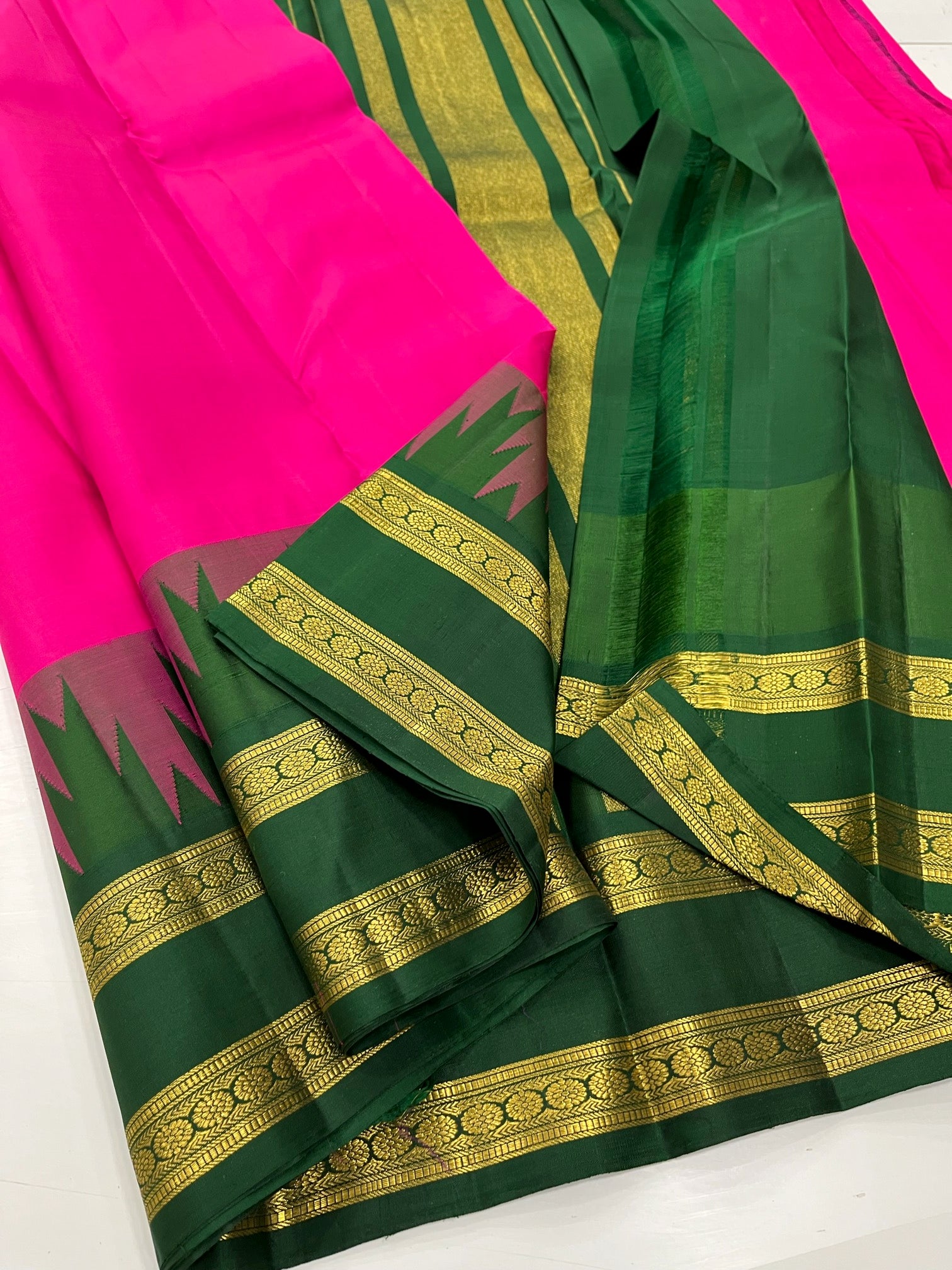 Pink & Green - Kanjeevaram Silk Saree