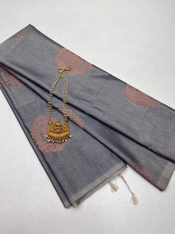 Soft Cotton Premium Bhutta saree in Grey color