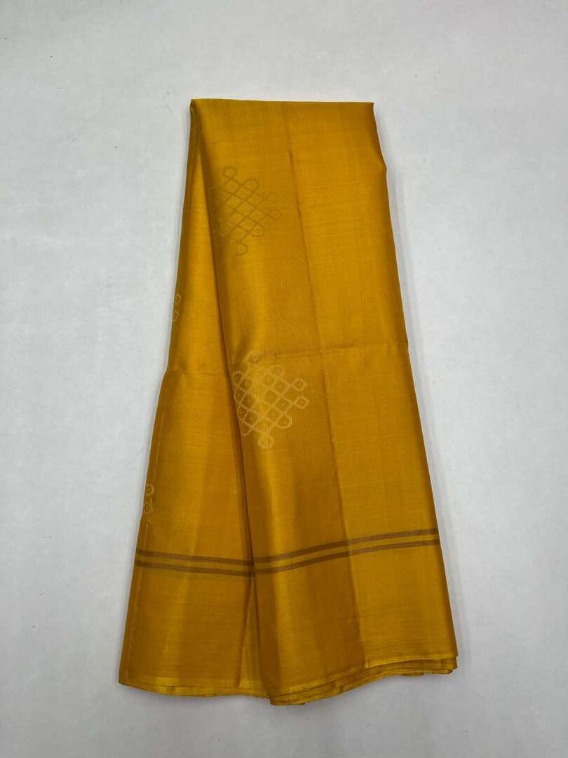 Beautifull Handloom Soft Silk Kolam saree in Yellow