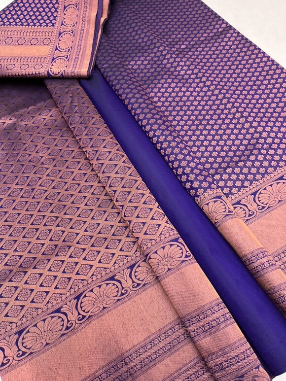 CLASSIC VIOLET- SEMI KANJEEVARAM SAREE