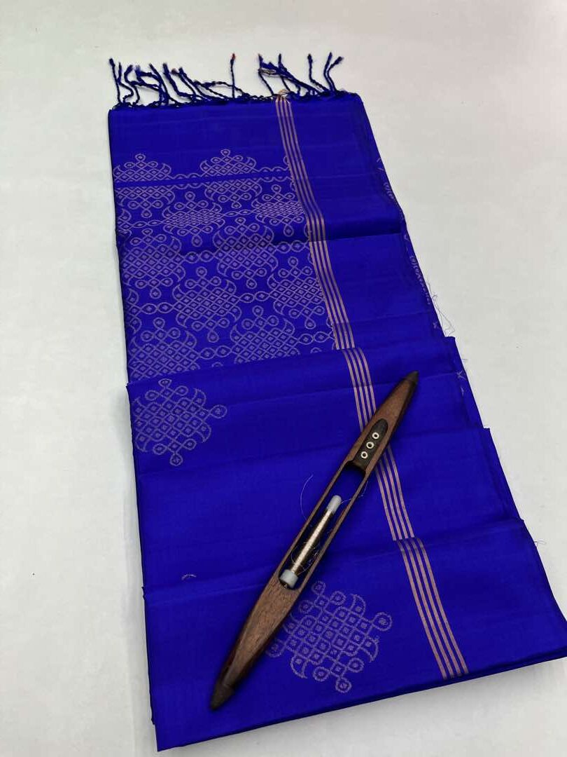 Beautifull Handloom Soft Silk Kolam saree in Royal Blue