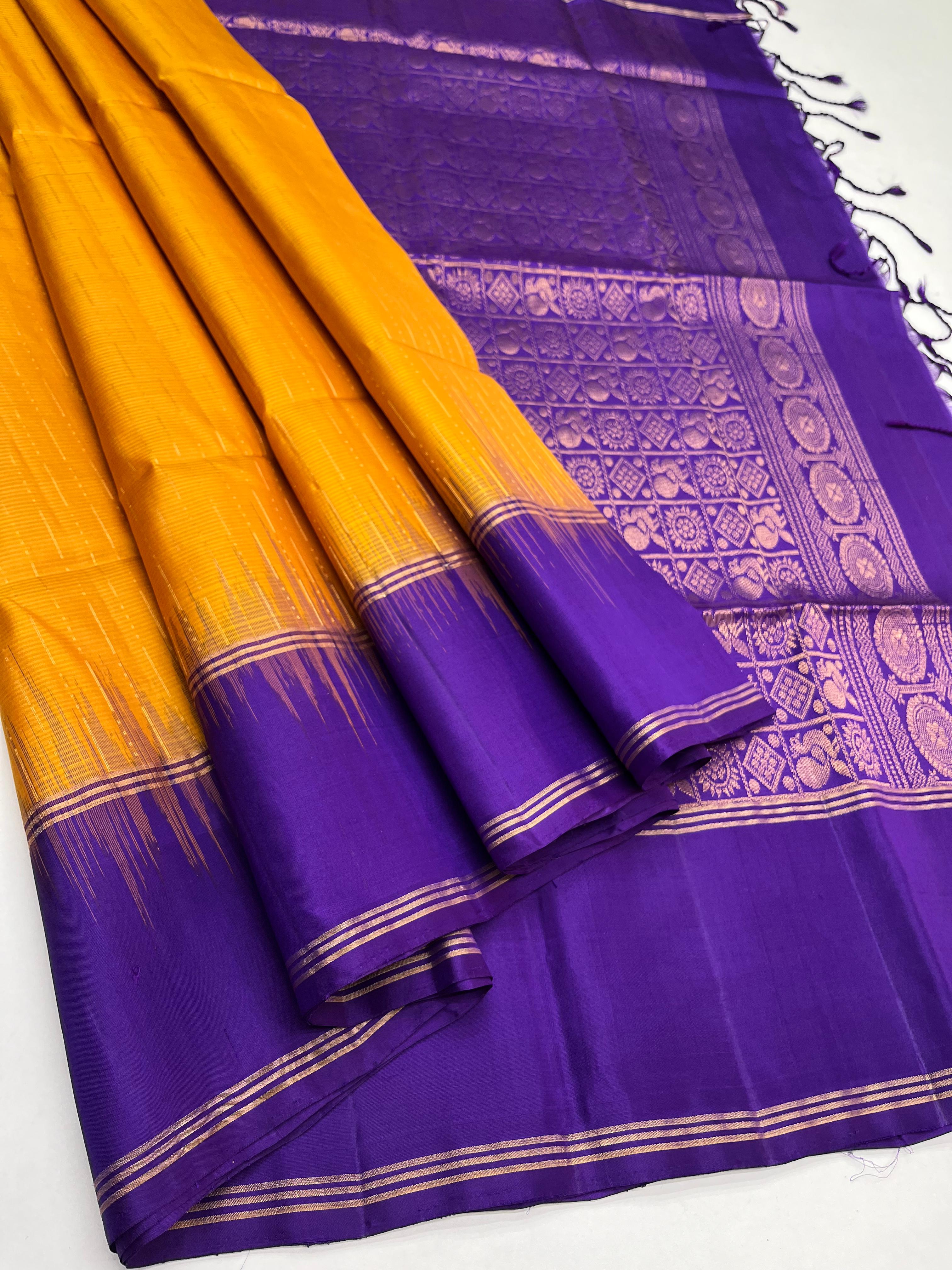 Yellow & Purple - Soft Silk Saree