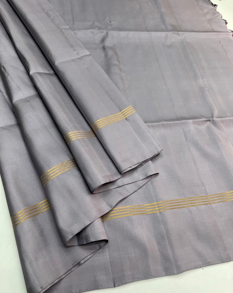 Grey - Soft Silk Plain Saree