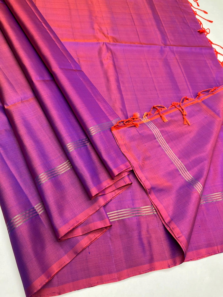 Deep Pink - Soft Silk Plain Saree