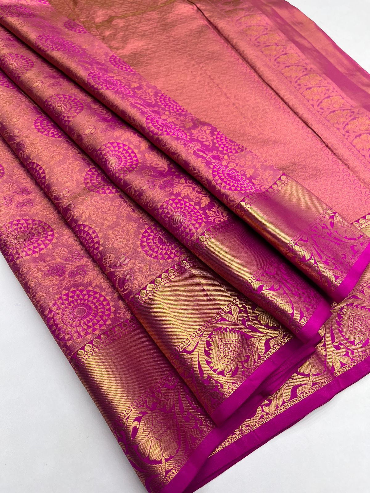 Kanjeevaram Bridal Pure Silk Saree in Rani Pink Color